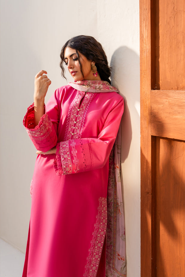 3 Piece - Embroidered Lawn Suit - Zebaish