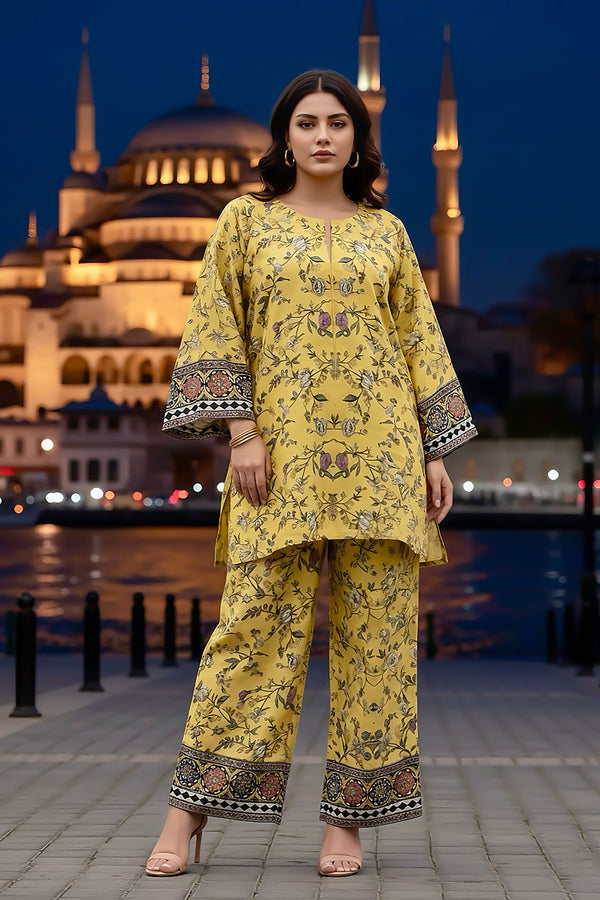 2 Piece - Printed Silk Co-ord Set - BD - 08