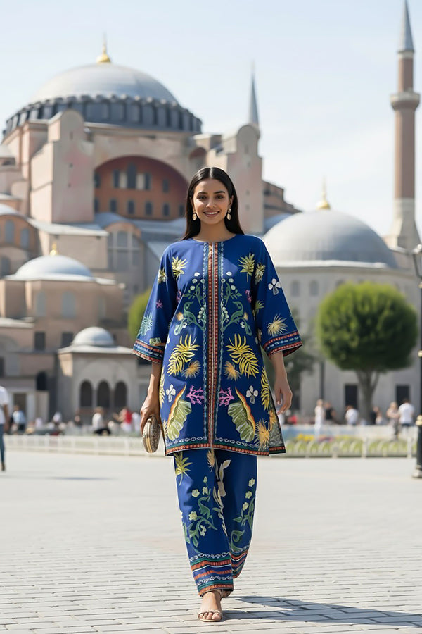 2 Piece - Printed Silk Co-ord Set - BD - 02