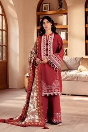 3 Piece - Printed & Embroidered Khaddar Suit - AU-05