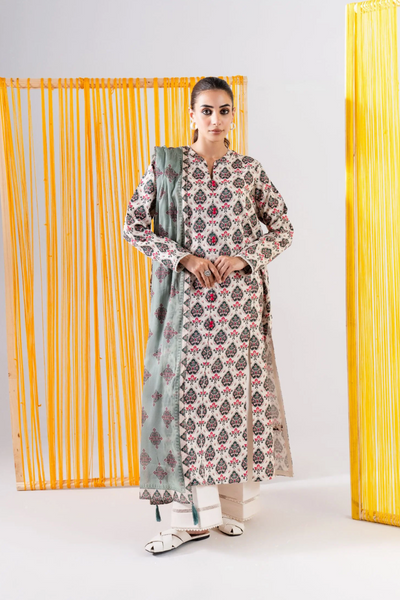 3 Piece - Printed Lawn Suit - MLD1-01